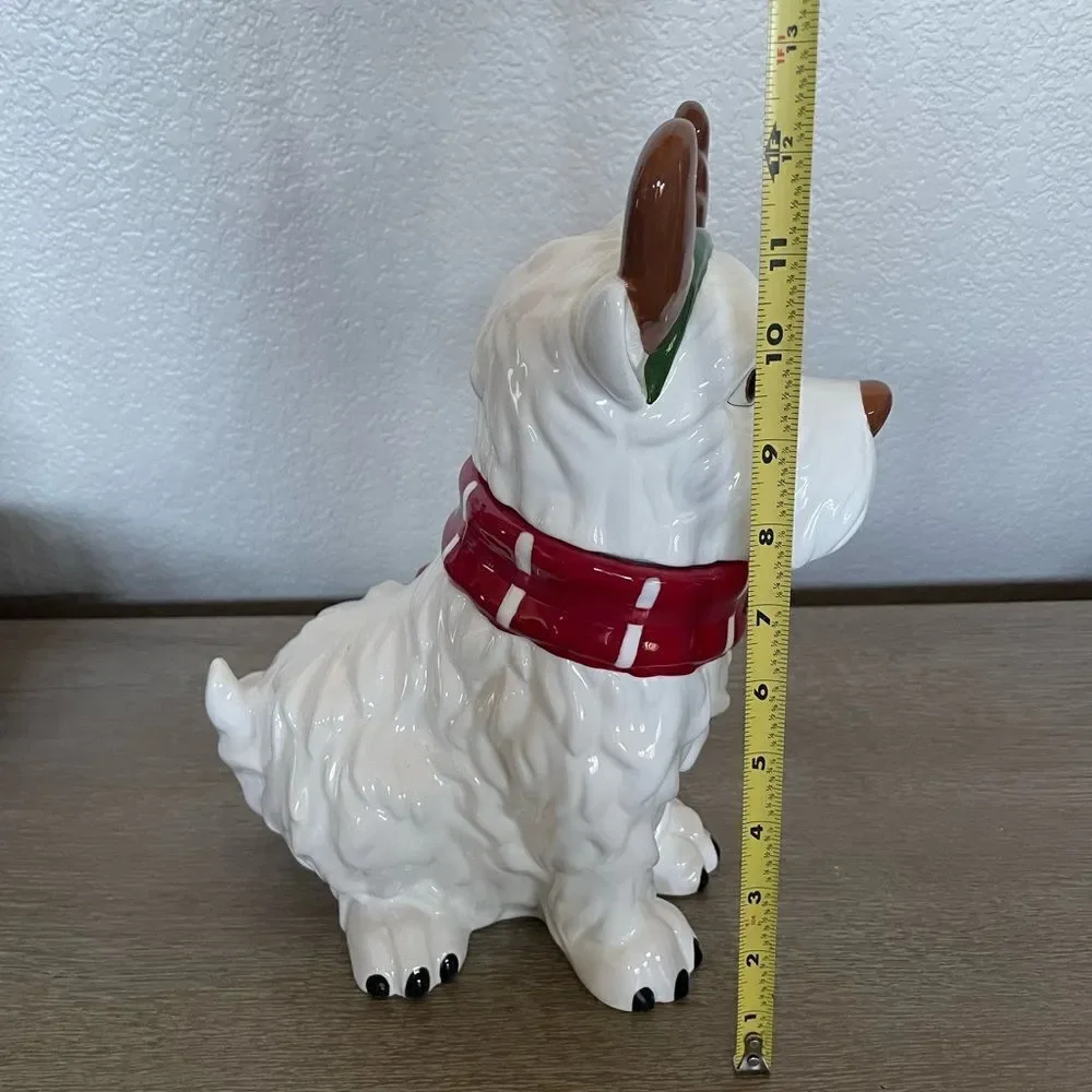 Reindeer Dog Ceramic Christmas Holiday Cookie Treat Jar